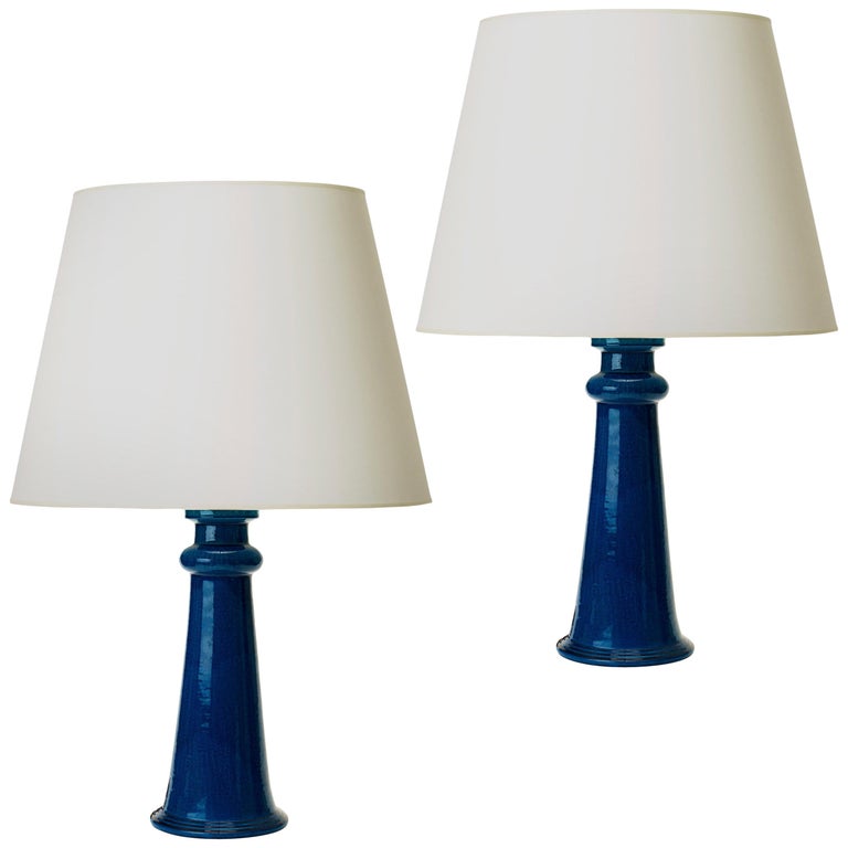 Nils Kahler Ceramic Blue Table Lamp at 1stdibs