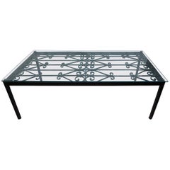 French Iron Coffee Table with Glass Top