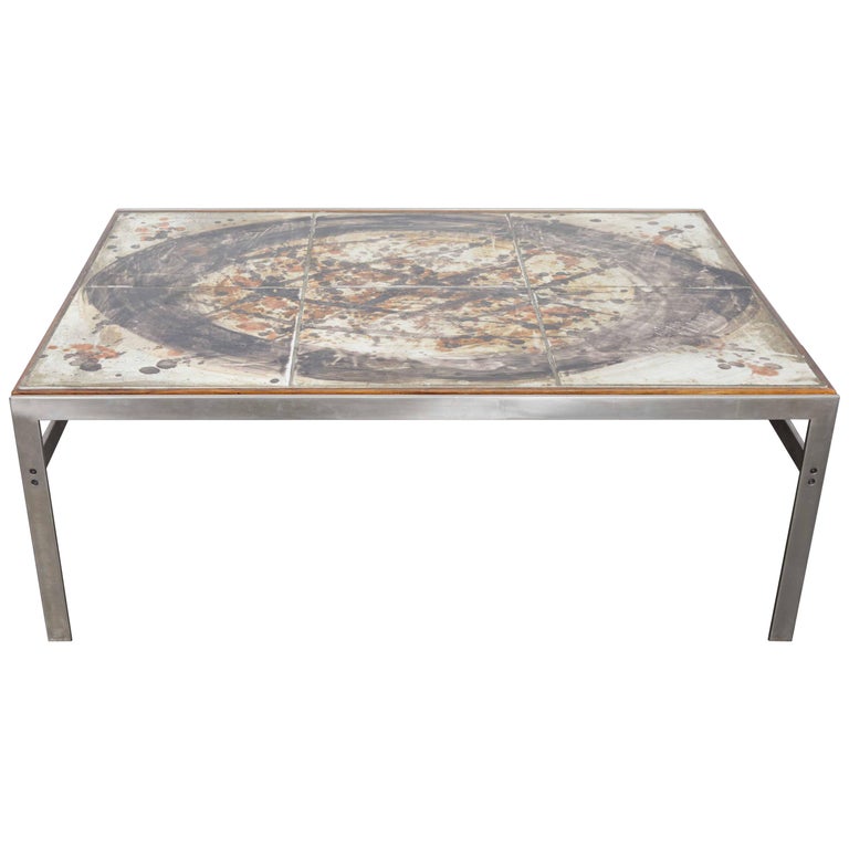 1960s Ceramic Tile And Metal Coffee Table By Birte Howard Denmark 1960s Ceramic Tile And Metal Coffee Table By Birte Howard Denmark For