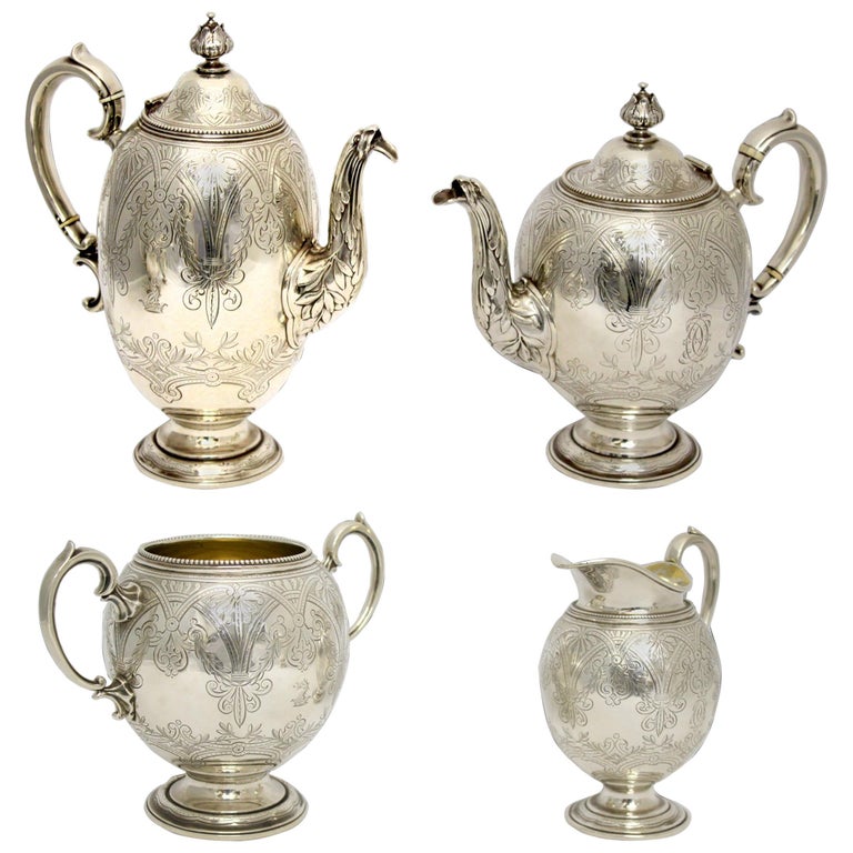 Antique English Silver 5 Piece Tea and Coffee Set 1864 at 1stdibs