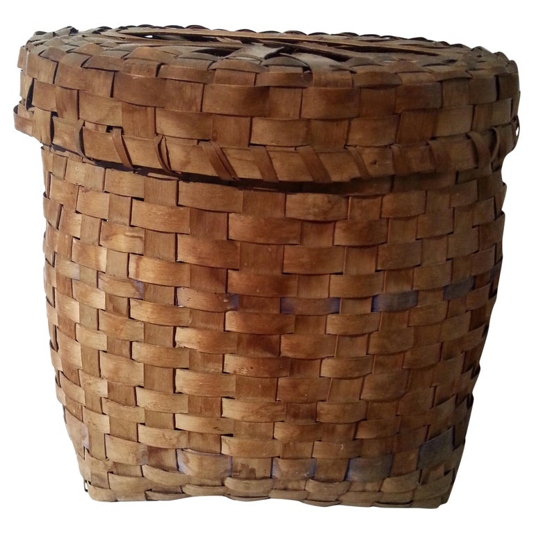 Oblong Wooden Basket For Sale at 1stDibs  wooden basket with handle,  medieval baskets, oblong basket
