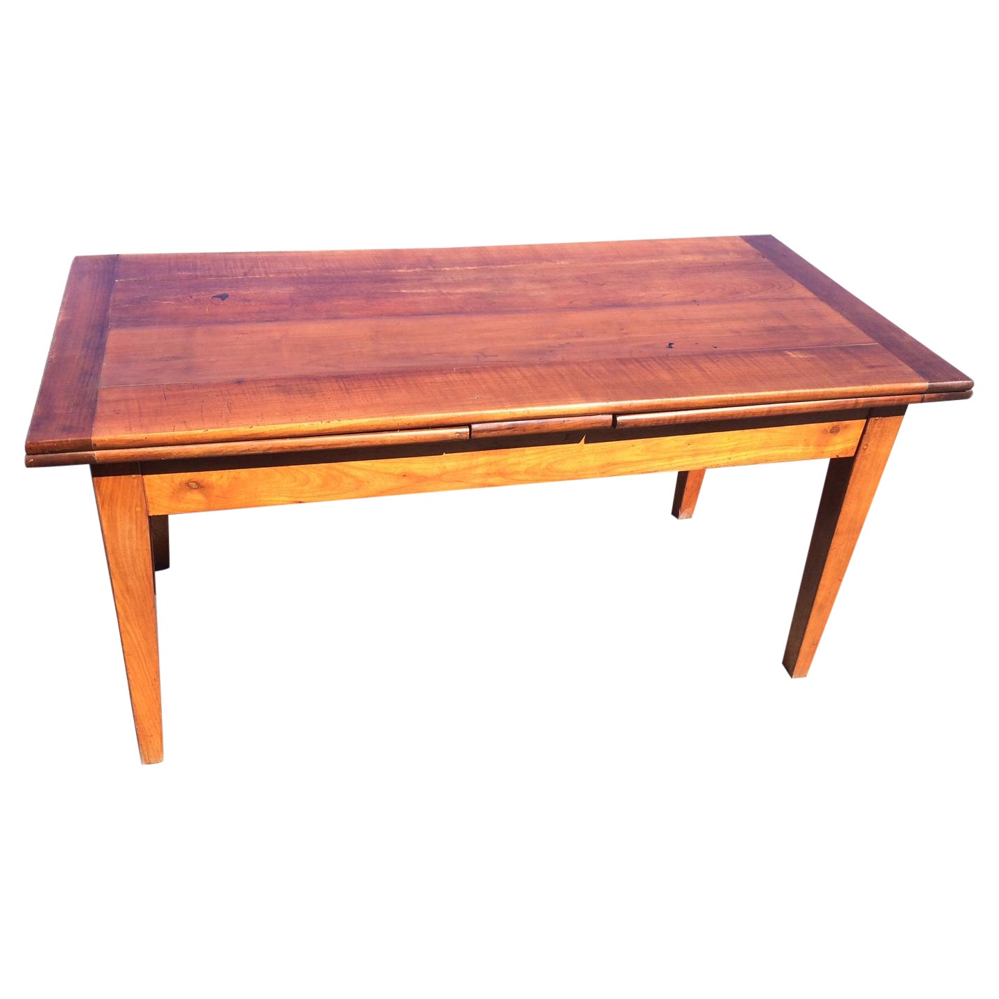 Cherry Wood Extension Table with Draw Leaves For Sale