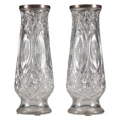Pair of Crystal Vases Attributed to Baccarat, France, Circa 1920