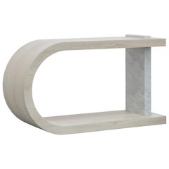 GISELE CONSOLE - Modern Console in Bleached White Oak with Marble Detail