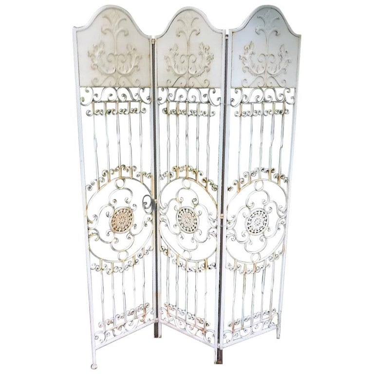 Vintage French Wrought Iron Folding Screen Or Room Divider For Vintage French Wrought Iron Folding Screen Or Room Divider For