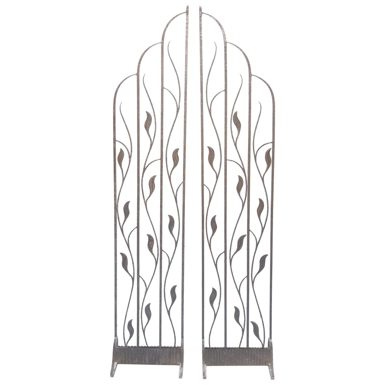 Pair of Art Deco Wrought Iron Room Dividers For Sale