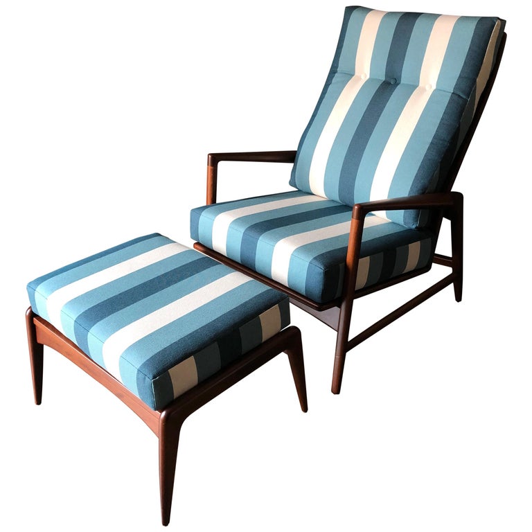 Leather Lounge Chair And Ottoman Attributed To Selig At 1stdibs Reclining Chair And Ottoman By I B Kofod Ln For Selig Circa 1960