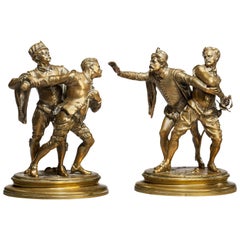 Pair of late 19th century Brawling Figures