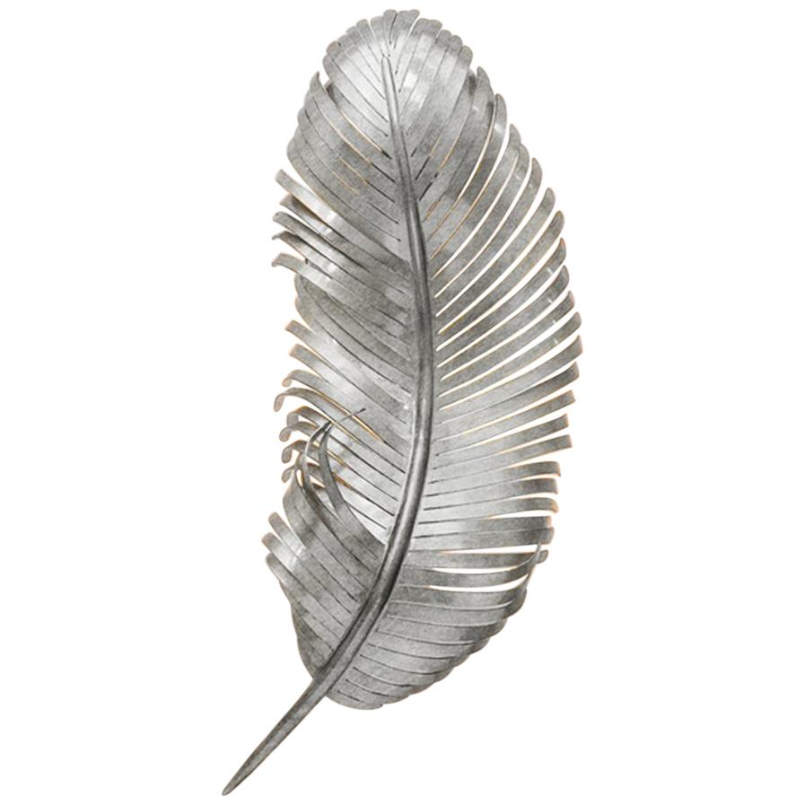 JOSETTE SCONCE - Modern Hand Forged Feather Sconce in Silver Leaf For Sale