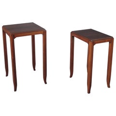 2 Fine French Art Deco Mahogany and Rosewood Side Tables by Jules Leleu