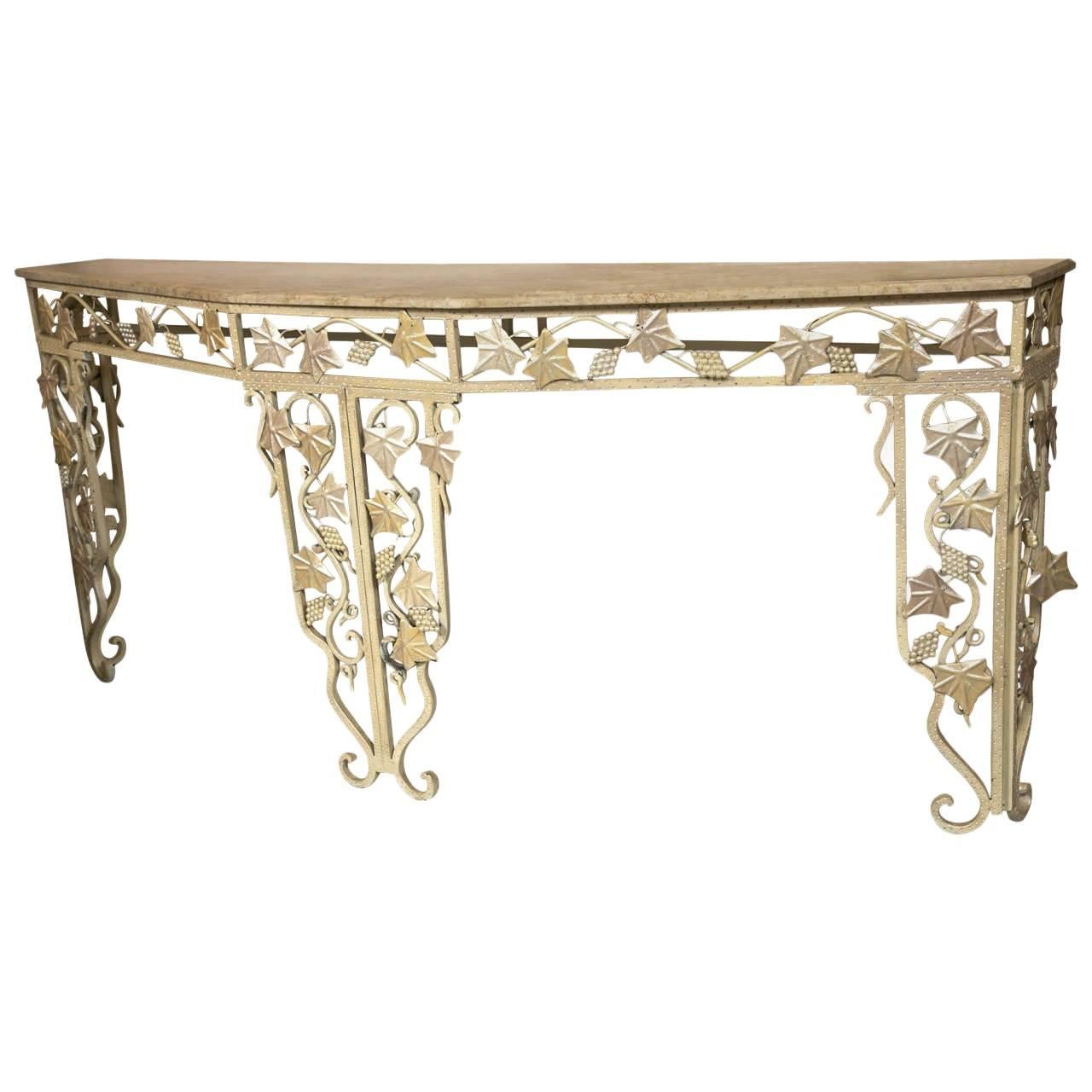 Art Deco Style Marble-Top Console Table