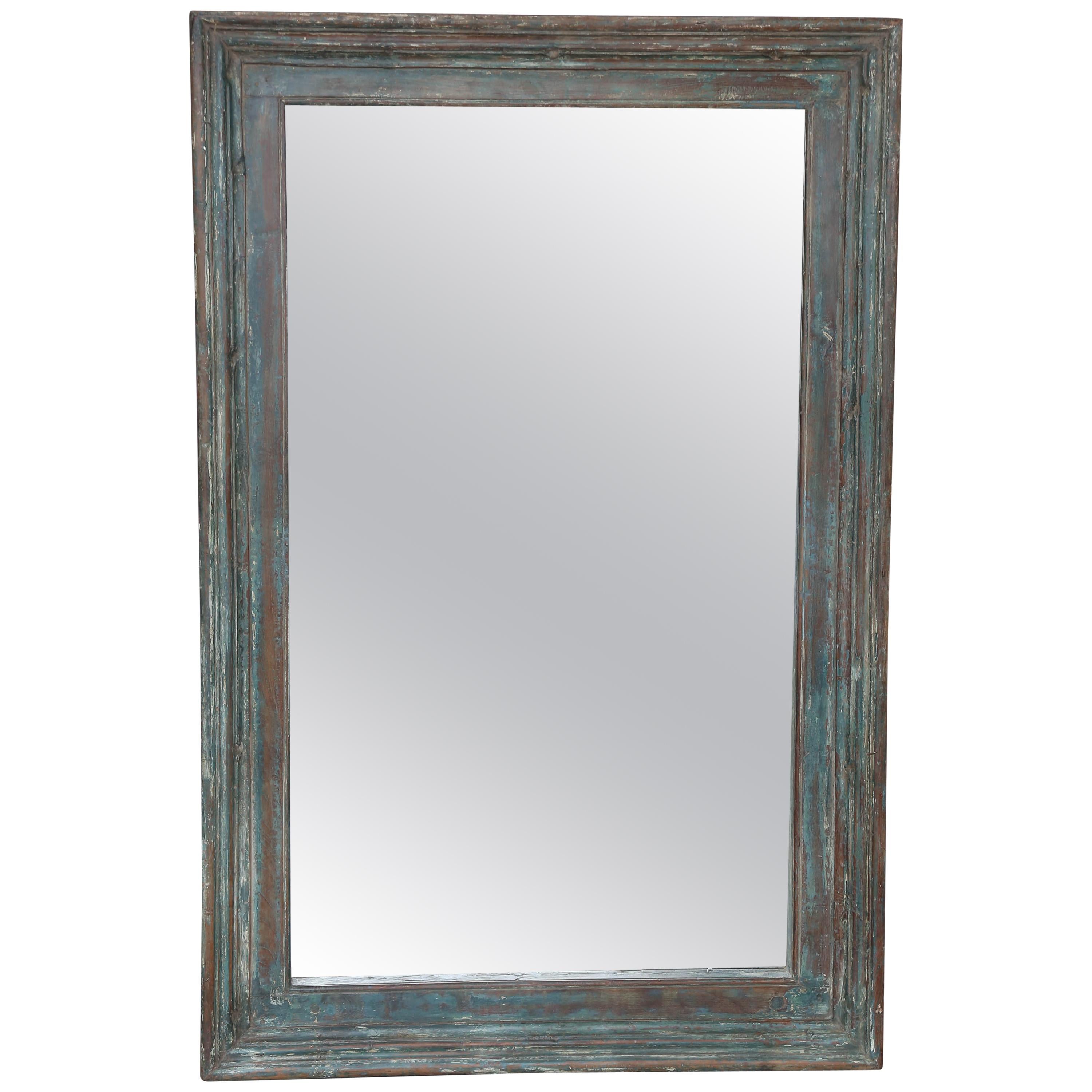 Timeless Hall Mirror Made from Solid Teak Wood Window Frame of a Missionary Home For Sale