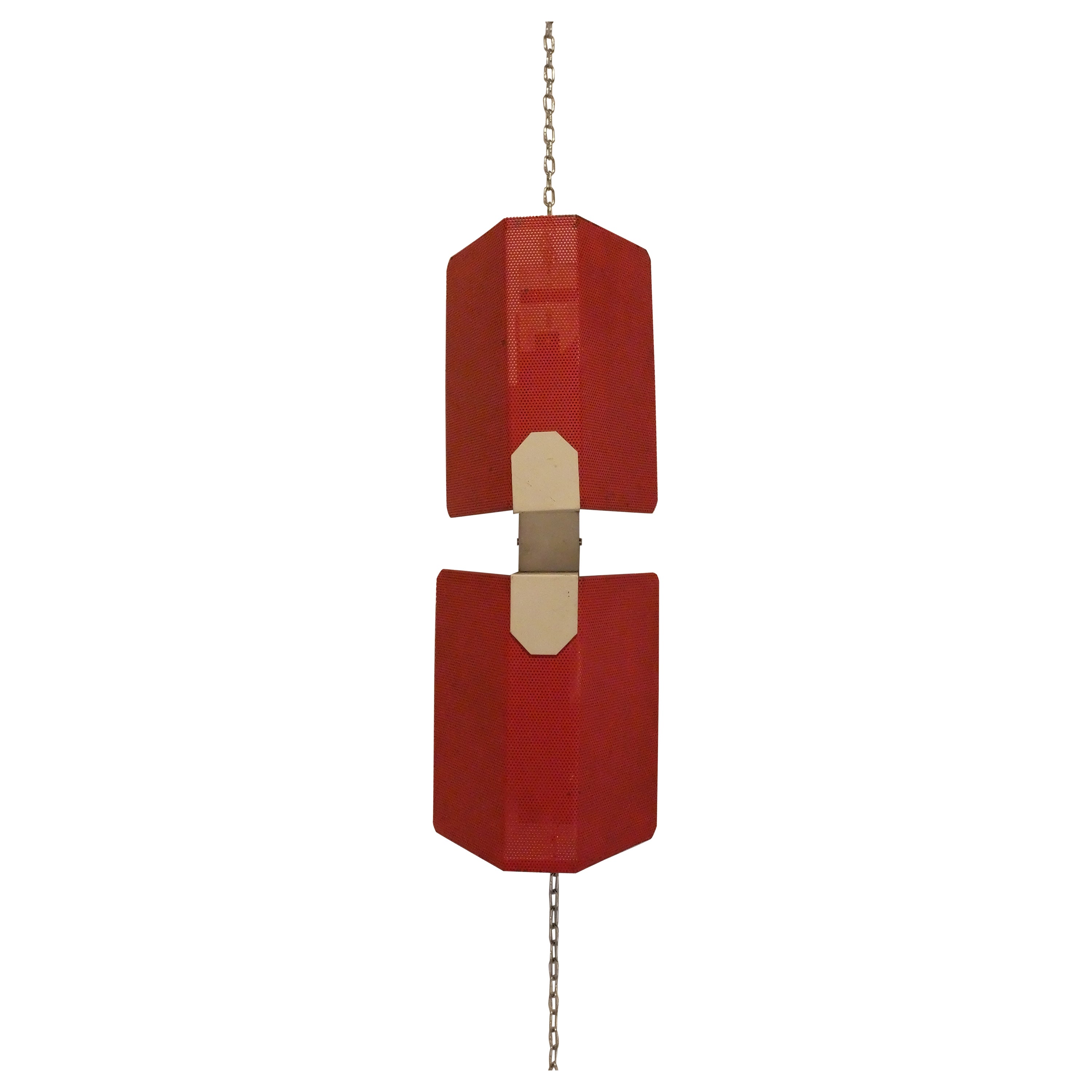 French Mid-Century Modern, Pair of Red Metal Appliques by Mathieu Matégot, 1950s For Sale