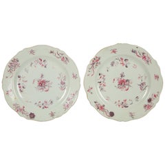 Pair of Chinese Export Famille Rose Dessert Plates circa 1750