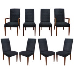 Rosewood and Suede Dining Chairs by Medea 'Italy', Set of Eight