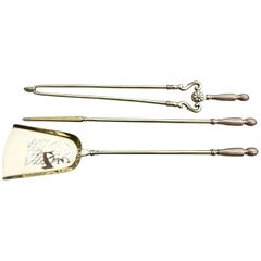 Set of English Polished Arts and Crafts Fireplace Tools