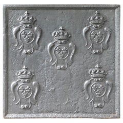 Antique Magnificent 18th C. Fireback / Backsplash with Five Coats of Arms of France