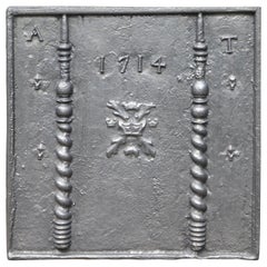 coat of arms Antique Fireback / Backsplash with the Coat of Arms of Burgundy, Dated 1714