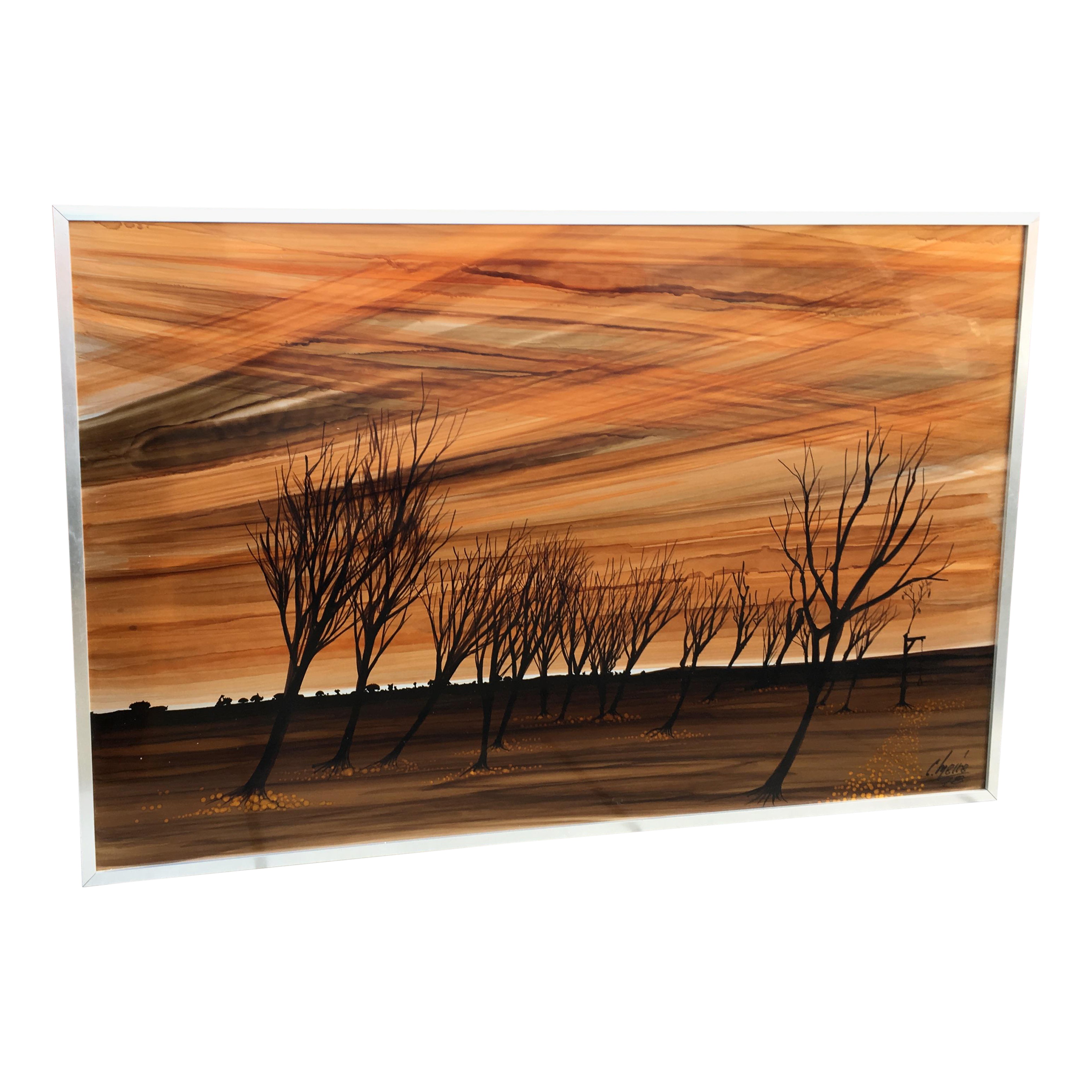 Charles MEIRE " la dernière potence" acrylique , signiert und datiert 78 im Angebot