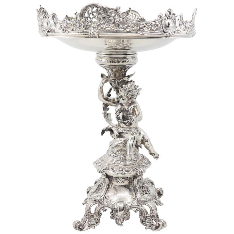 German Silver Elaborately Engraved Centre Piece or Dish, 19th Century