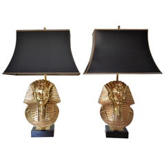 Maison Jansen for Deknudt Pharaoh Table Lamps, Hollywood Regency, circa 1970