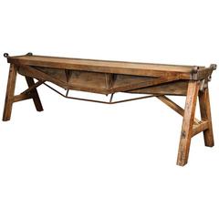 Rustic Antique Industrial Cast Iron, Steel and Wood Factory Brake Table, Stand 2