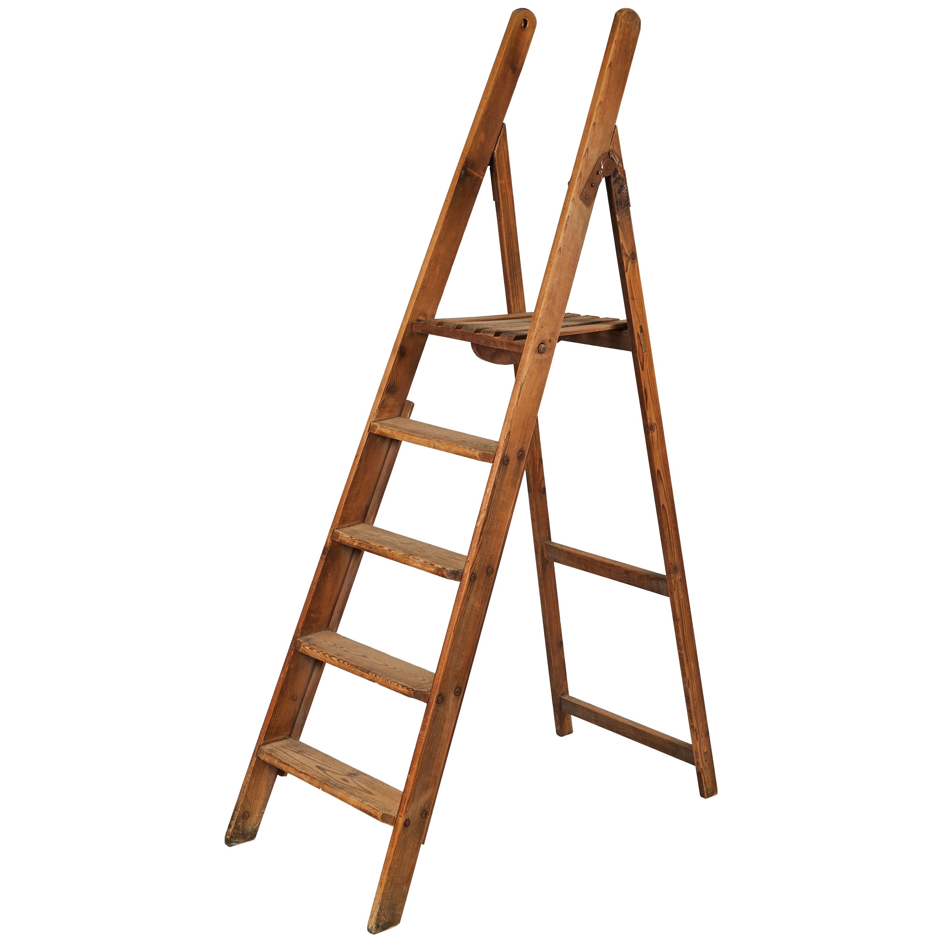 Late Victorian Wooden Library Pole Ladder by Taylor at 1stDibs