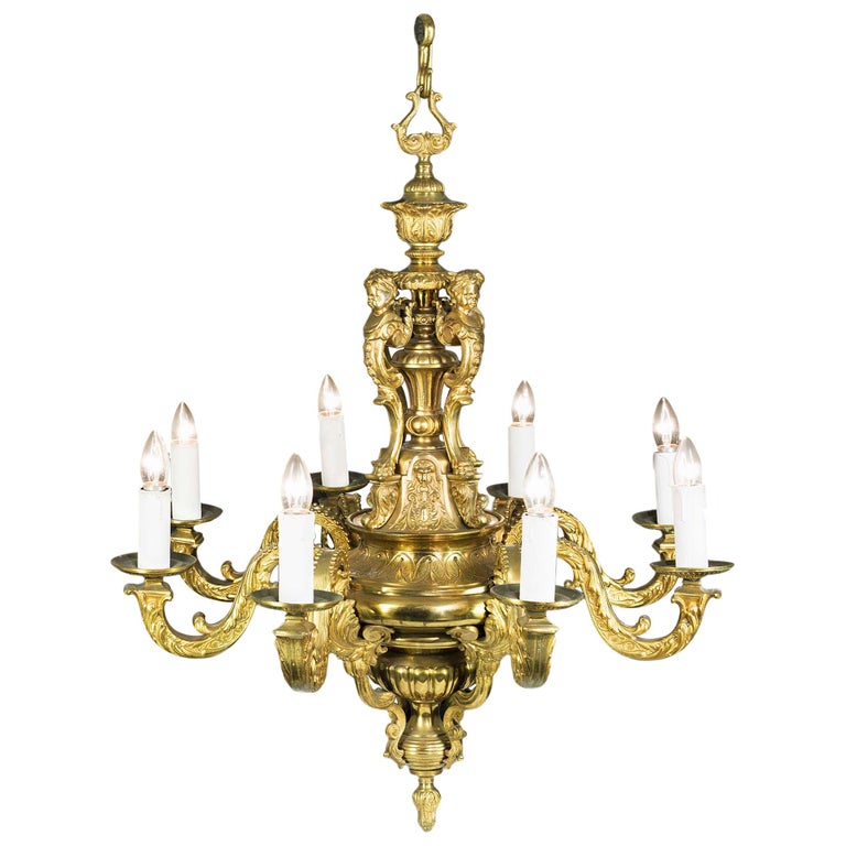 Large Eight Branch Victorian Baroque Style Antique Chandelier For Large Eight Branch Victorian Baroque Style Antique Chandelier For Sale - Large Eight Branch Victorian Baroque Style Antique Chandelier For