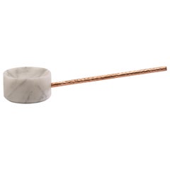 Tribu Horizontal Spice Container, White Marble and Copper