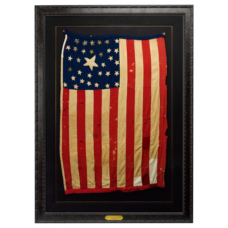 Whimsical Civil War Homemade Flag with 33-Star and 35-Star Cantons, circa 1863 For Sale