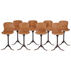 Bespoke Counter-Height Swivel Chair, Solid Brass and Leather by P. Tendercool