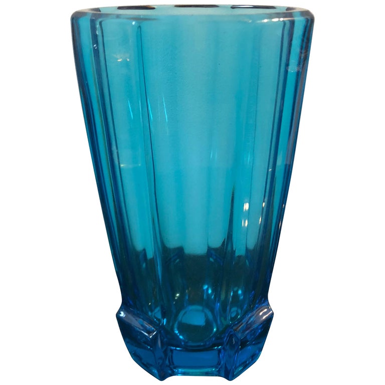 Art Deco Blue Glass Vase, circa 1940 For Sale at 1stDibs