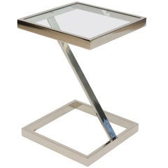 Vintage American Modern Chrome and Glass Side Table, Pace Collection