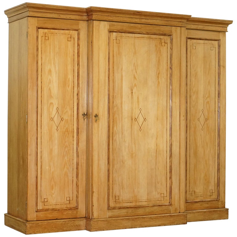Huge Victorian Breakfront Pine Wardrobe Built In Chest Of Drawers Huge Victorian Breakfront Pine Wardrobe Built In Chest Of Drawers Linen Shelves For
