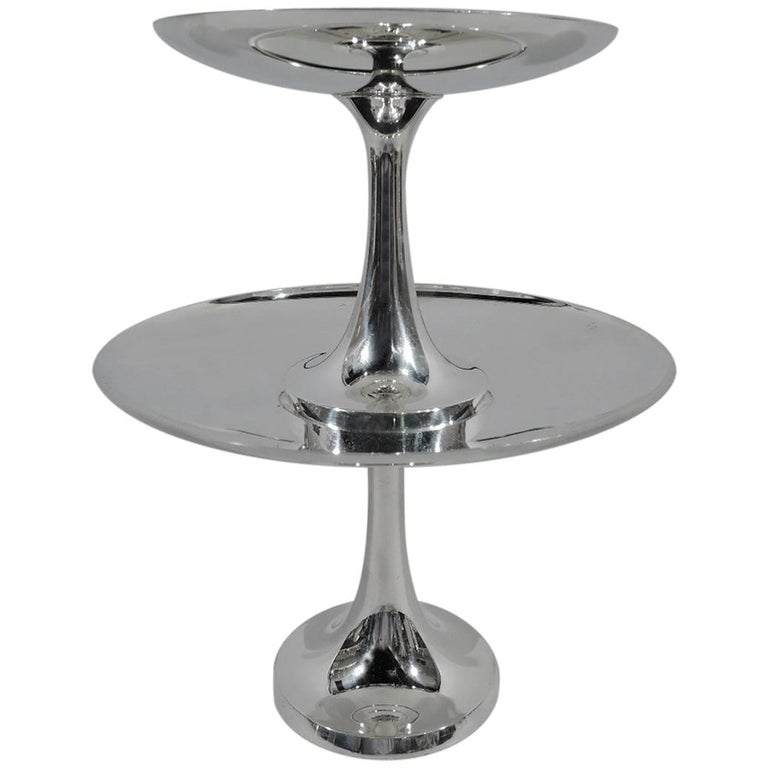 Tiffany Mid Century Modern Sterling Silver Cake Stand With Stacking Tiffany Mid Century Modern Sterling Silver Cake Stand With Stacking Compotes For