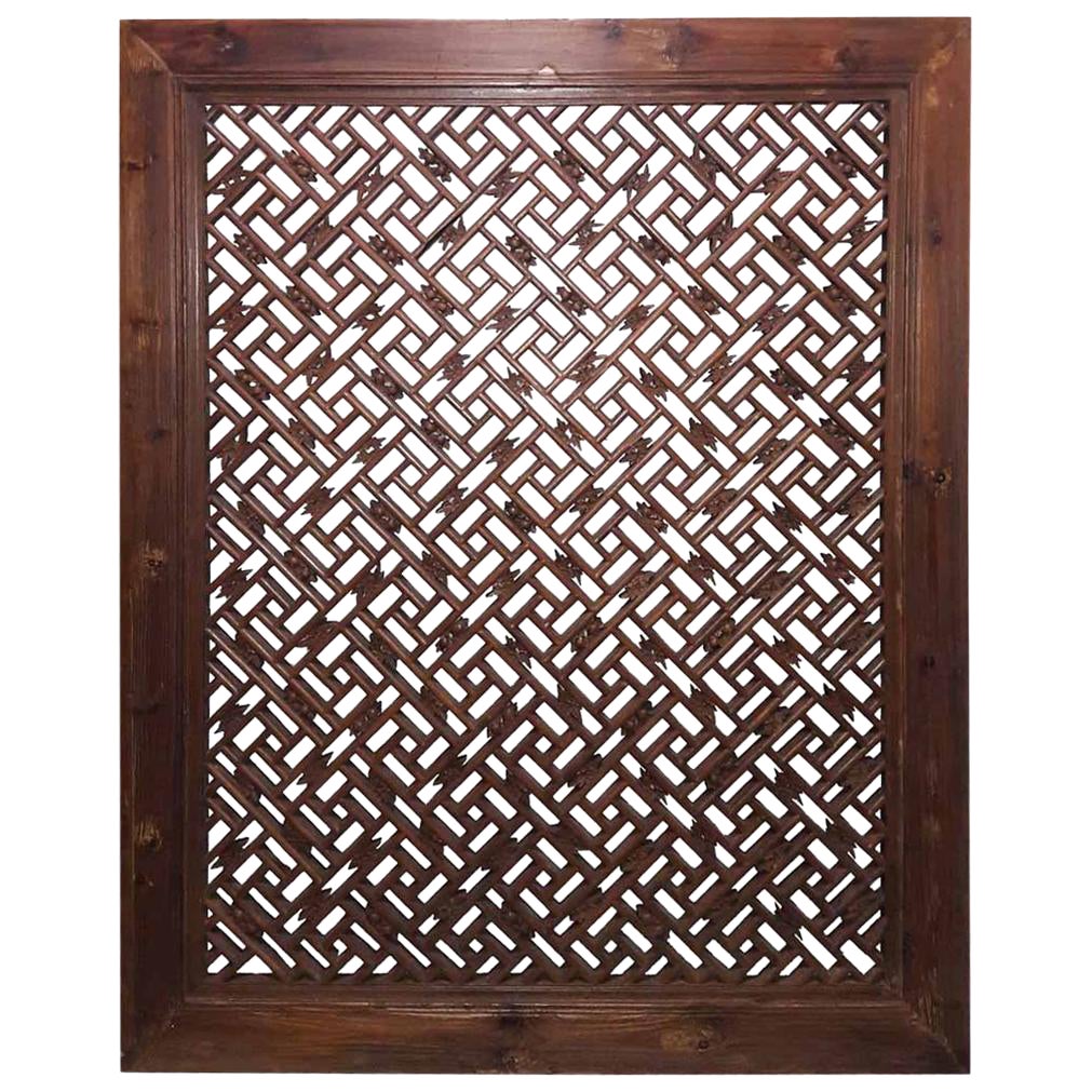 Mid-19th Century Peachwood Window Screen from Sianxi, China For Sale
