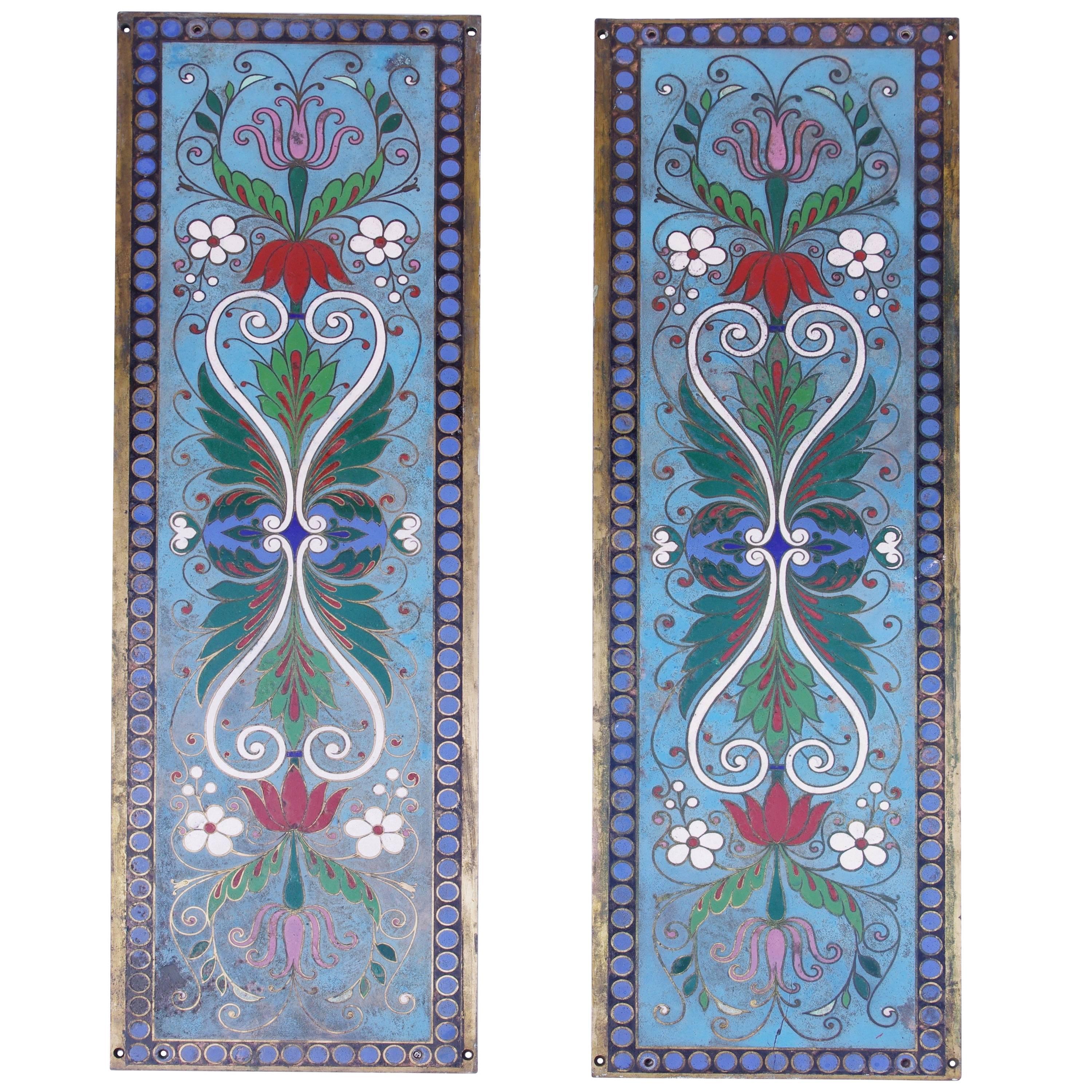 Rare Pair of Cloisonné Enamel Panels from the 19th Century