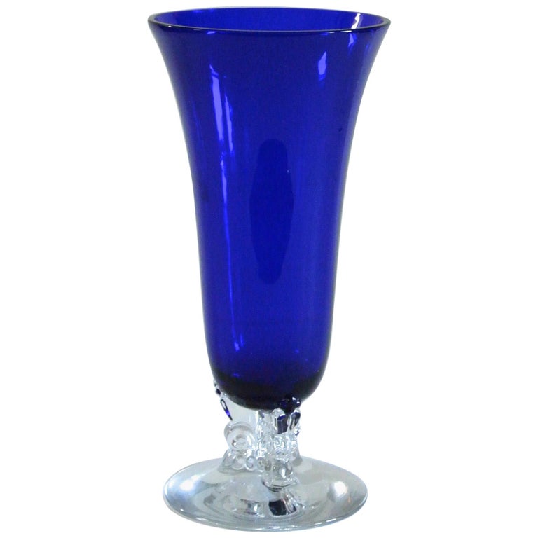 Beautiful Cobalt Blue CutGlass Vase at 1stdibs