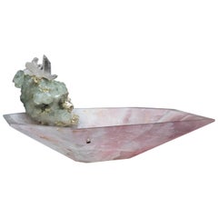 Studio Greytak 'Crystal Bling Bowl 9' Hand Carved Rose Quartz With Amethyst Gem