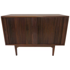 Walnut Tambour Door Media or Stereo Cabinet