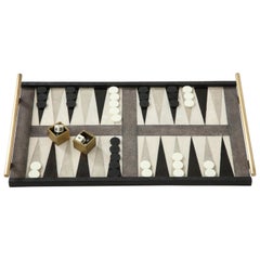Shagreen Backgammon Game with Bronze Details