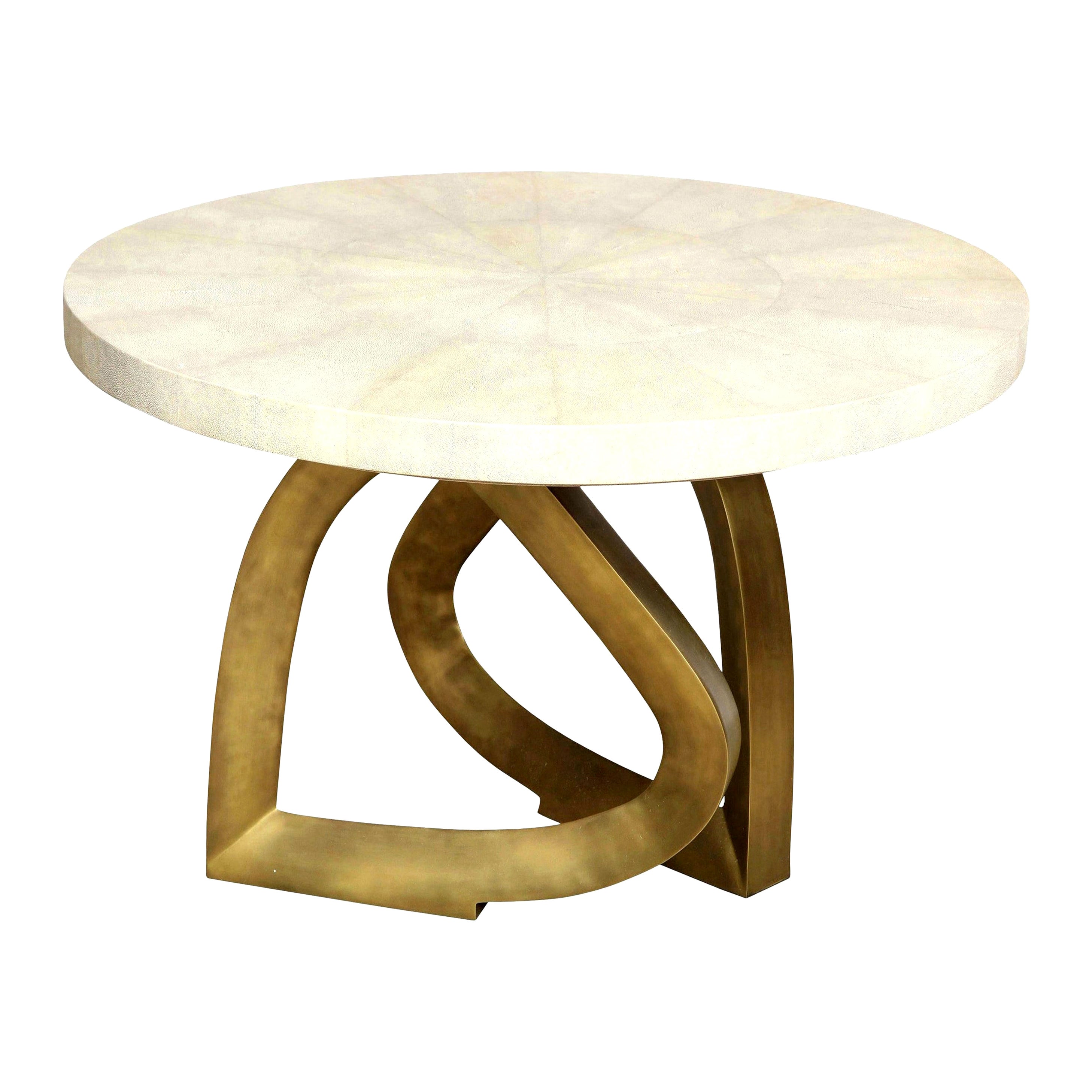 Pink Art Deco Marble Dining Table with Brass Inlay Waterfall Base and