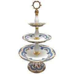 Old Paris Porcelain Server France Hand-Painted and Gilt Decorated 19th Century