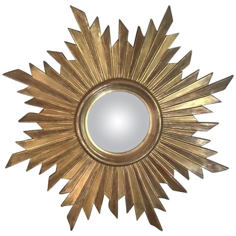 French Soleil Sunburst Giltwood Convex Wall Mirror For At 1stdibs French Gilded Wood Convex Sunburst Mirror