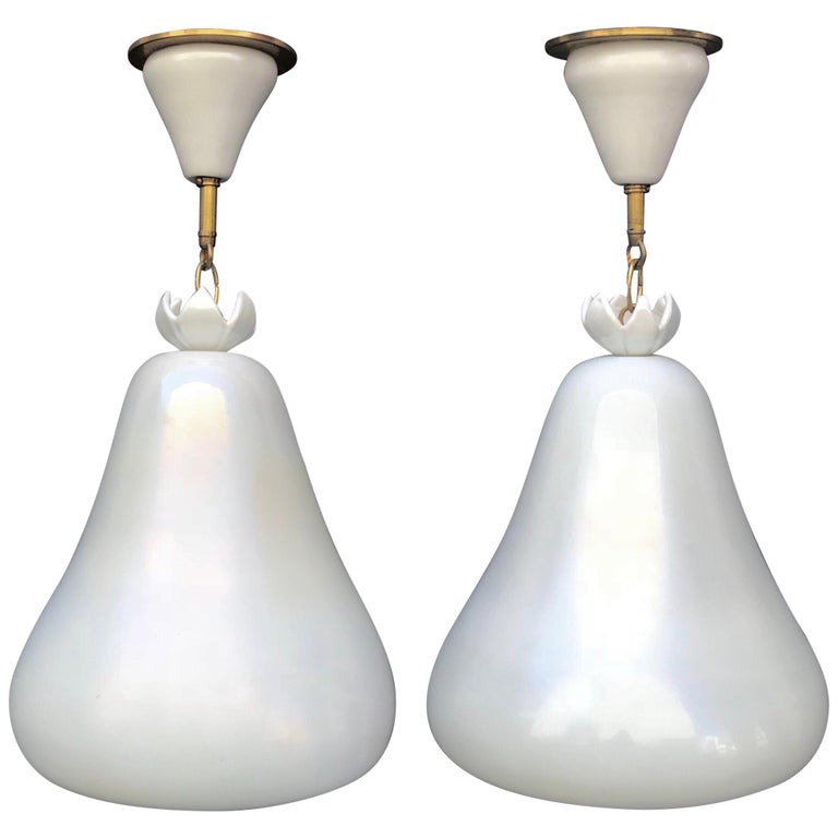 Fabulous Pair of 1950s Barovier & Toso Murano Glass Chandeliers For Sale