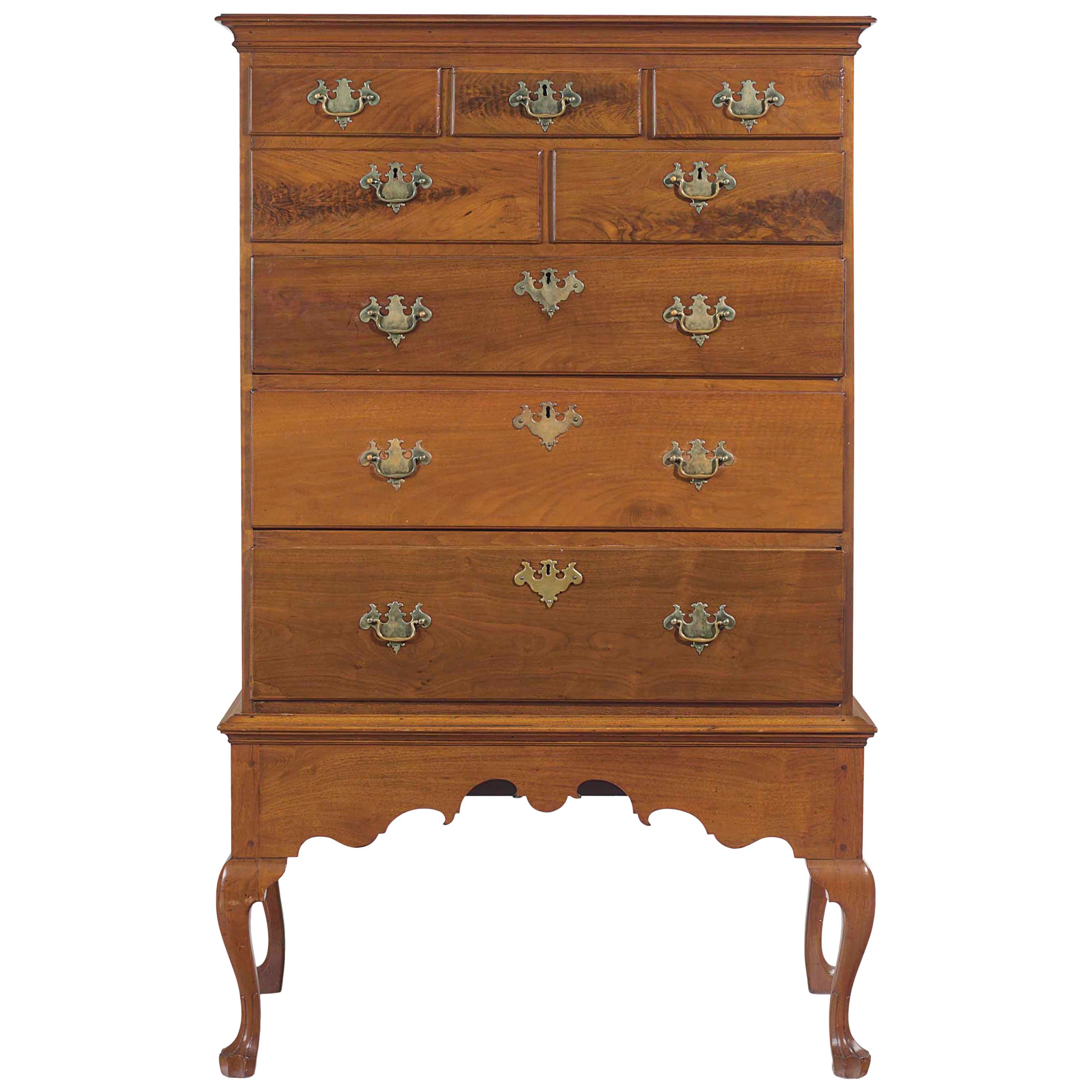 18th Century Walnut Queen Anne Chest on Frame For Sale