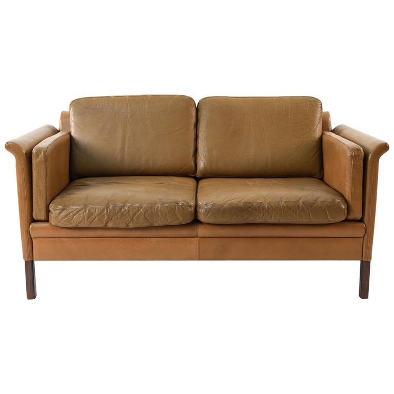 Hans Olsen Two Seat Leather Sofa Or Loveseat