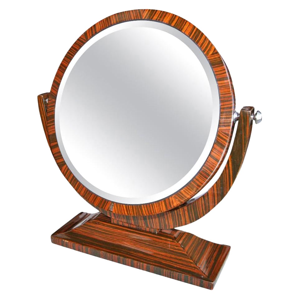 Macassar Ebony Wood 1950s Tilting Vanity Mirror For Sale
