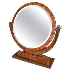 Vintage Macassar Ebony Wood 1950s Tilting Vanity Mirror
