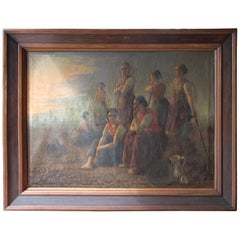 Very Large Oil Painting by Jules Blin, 19th Century
